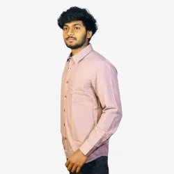 Men's Dusty Pink Cotton Shirt – Full Sleeve Regular Fit Button-Down Casual & Office Wear Shirt